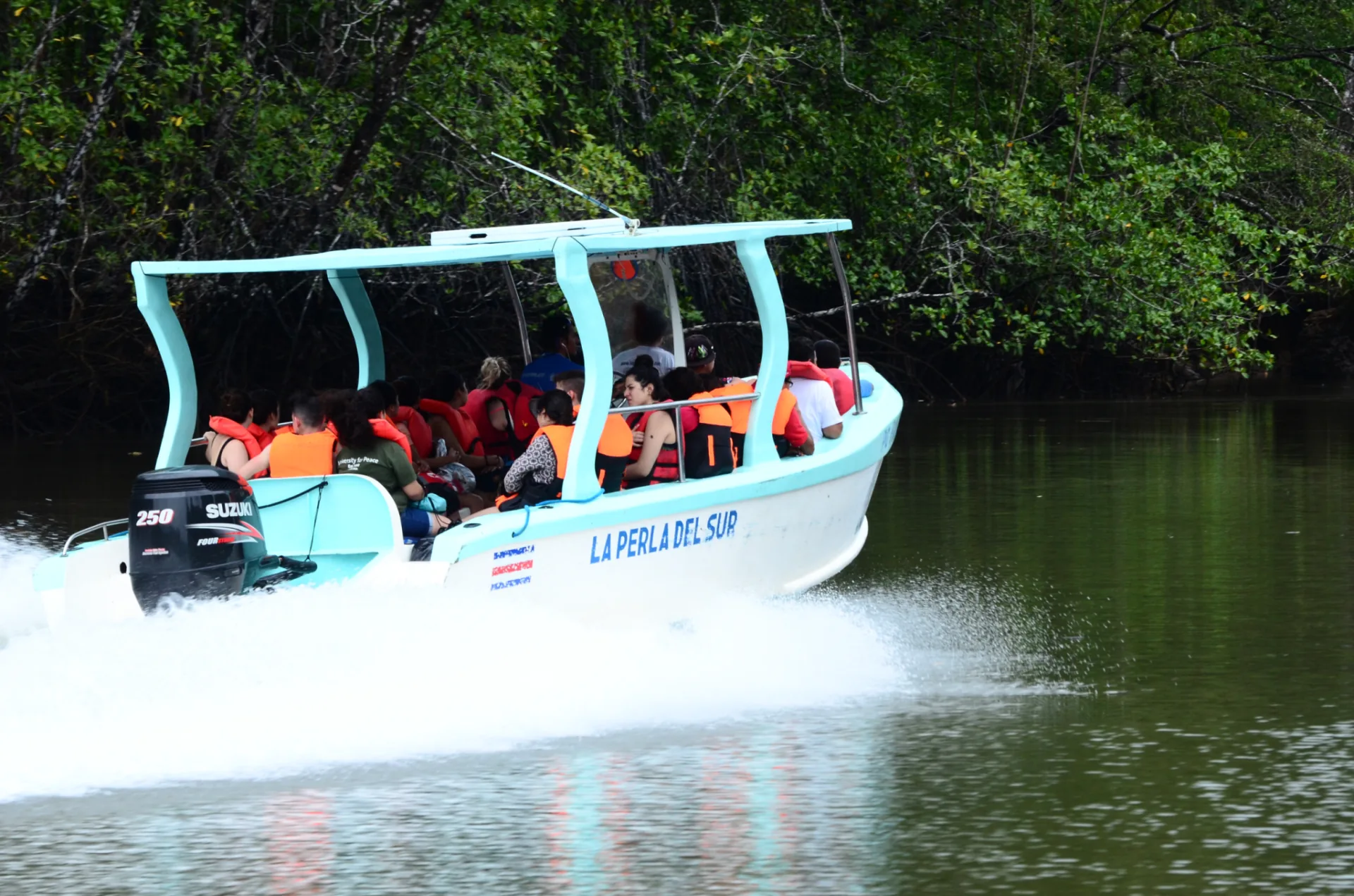 Lancha rápida y segura para el traslado de pasajeros por el río y el mar a Bahía Drake | Barca de Sierpe a Drake Bay (Transport)
